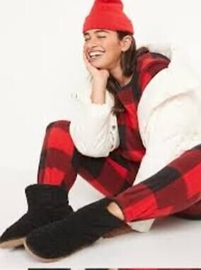 NWT Matching Printed Microfleece Pajama Set buffalo check old navy size medium